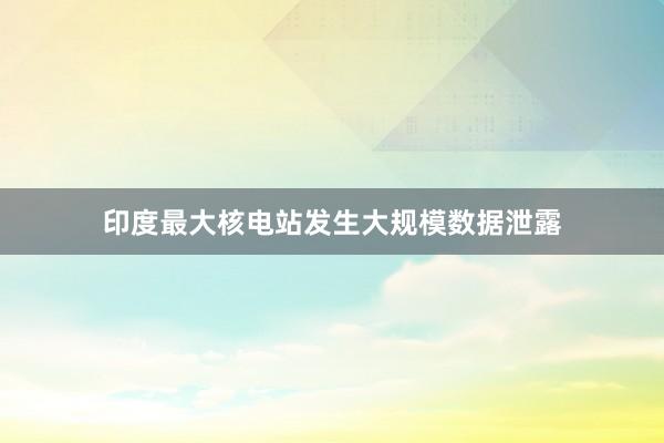 印度最大核电站发生大规模数据泄露