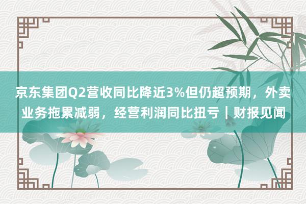 京东集团Q2营收同比降近3%但仍超预期，外卖业务拖累减弱，经营利润同比扭亏｜财报见闻