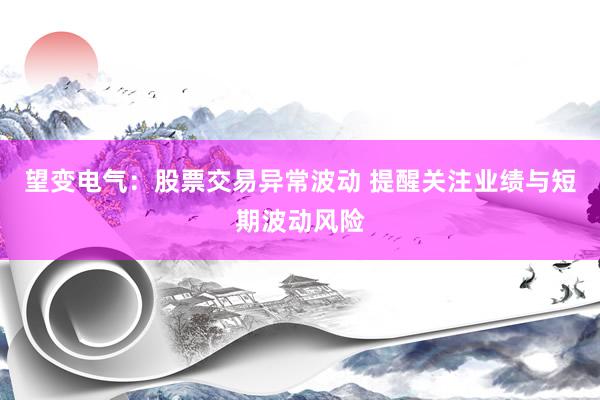 望变电气：股票交易异常波动 提醒关注业绩与短期波动风险