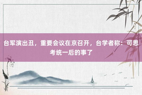 台军演出丑，重要会议在京召开，台学者称：可思考统一后的事了