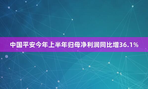 中国平安今年上半年归母净利润同比增36.1%