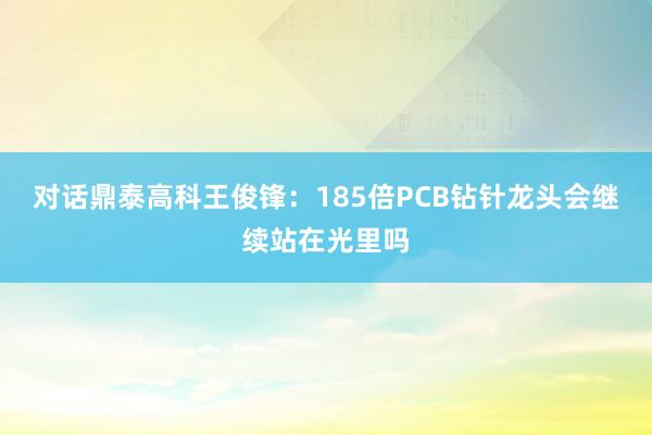 对话鼎泰高科王俊锋：185倍PCB钻针龙头会继续站在光里吗