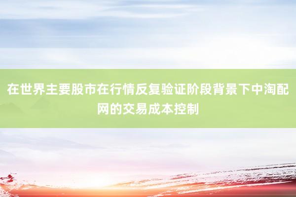 在世界主要股市在行情反复验证阶段背景下中淘配网的交易成本控制