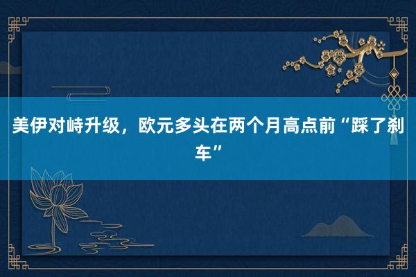 美伊对峙升级，欧元多头在两个月高点前“踩了刹车”