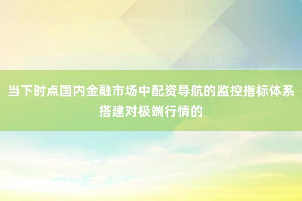 当下时点国内金融市场中配资导航的监控指标体系搭建对极端行情的