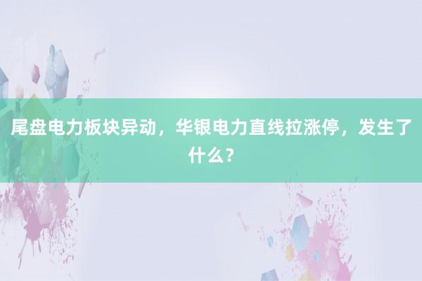 尾盘电力板块异动，华银电力直线拉涨停，发生了什么？