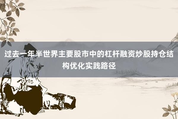 过去一年半世界主要股市中的杠杆融资炒股持仓结构优化实践路径