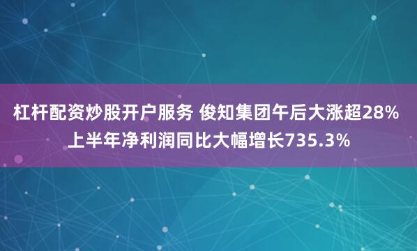 杠杆配资炒股开户服务 俊知集团午后大涨超28% 上半年净利润同比大幅增长735.3%