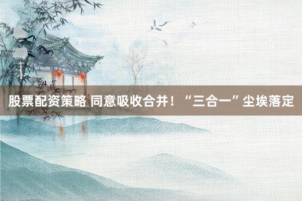 股票配资策略 同意吸收合并！“三合一”尘埃落定