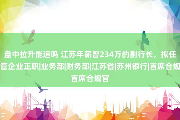 盘中拉升能追吗 江苏年薪曾234万的副行长，拟任市管企业正职|业务部|财务部|江苏省|苏州银行|首席合规官