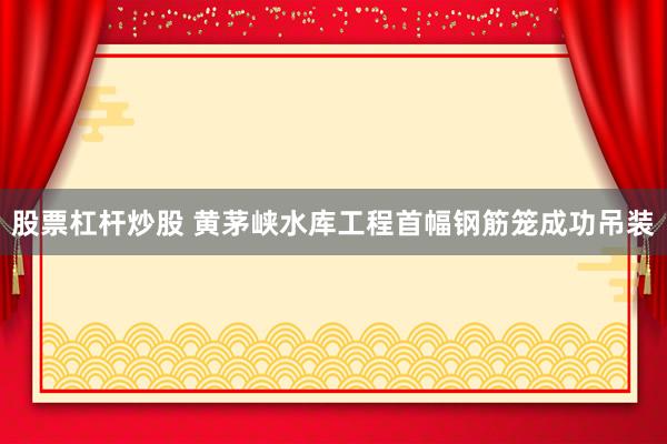 股票杠杆炒股 黄茅峡水库工程首幅钢筋笼成功吊装