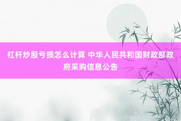 杠杆炒股亏损怎么计算 中华人民共和国财政部政府采购信息公告