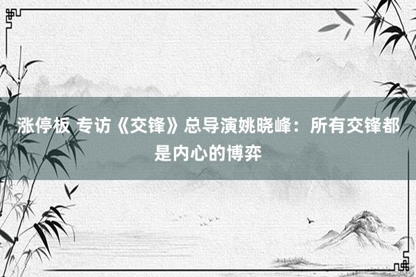涨停板 专访《交锋》总导演姚晓峰：所有交锋都是内心的博弈