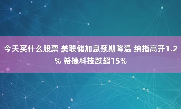 今天买什么股票 美联储加息预期降温 纳指高开1.2% 希捷科技跌超15%