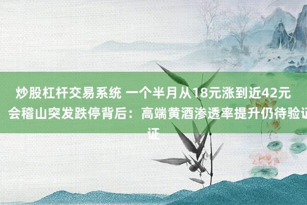 炒股杠杆交易系统 一个半月从18元涨到近42元，会稽山突发跌停背后：高端黄酒渗透率提升仍待验证